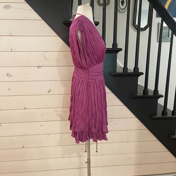 037 Free People | Bonny Drapey Pleated Mini Dress Summer Bloom NWT Size XS - Picture 6 of 12